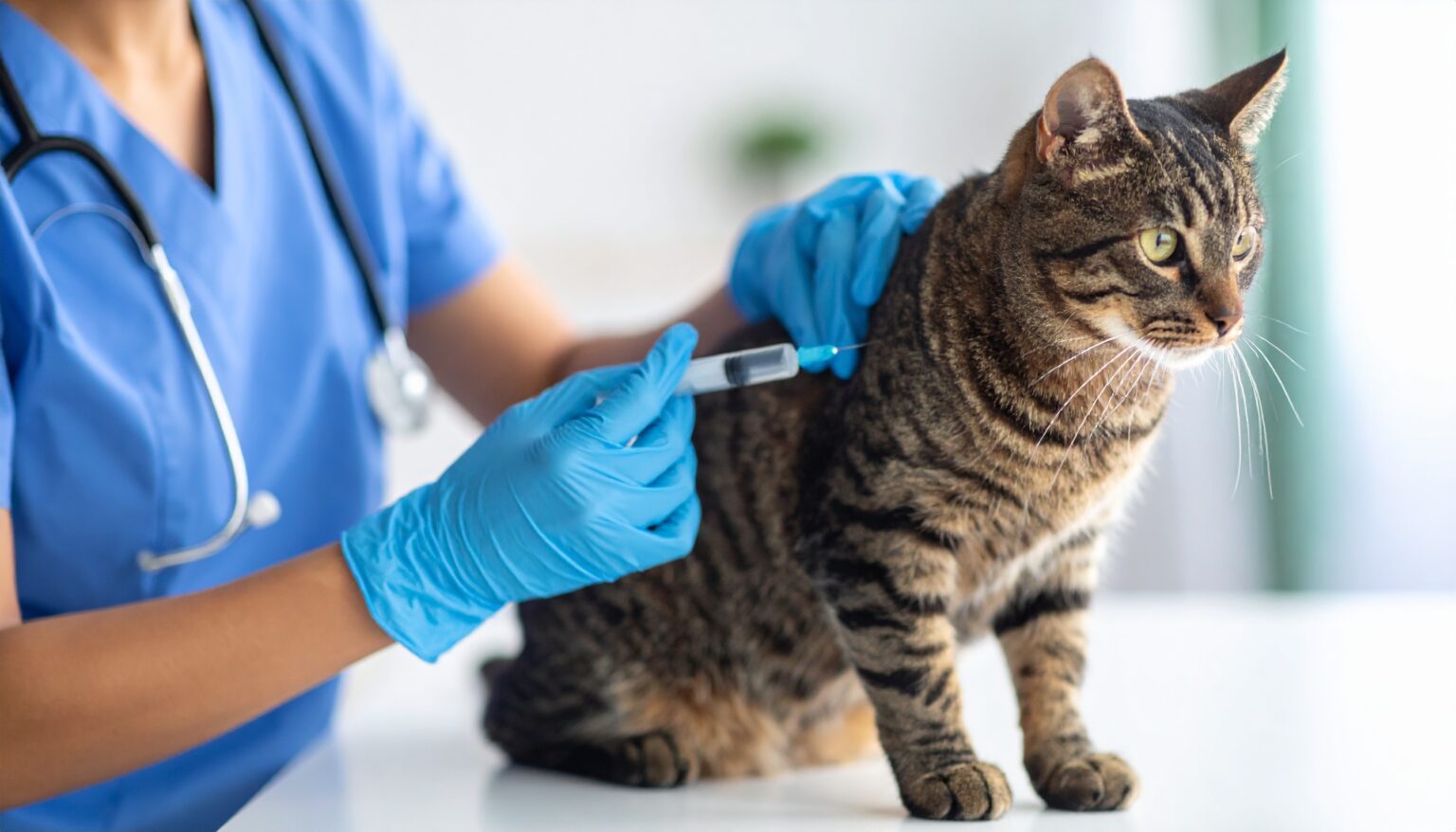 Visita clinica a un gatto