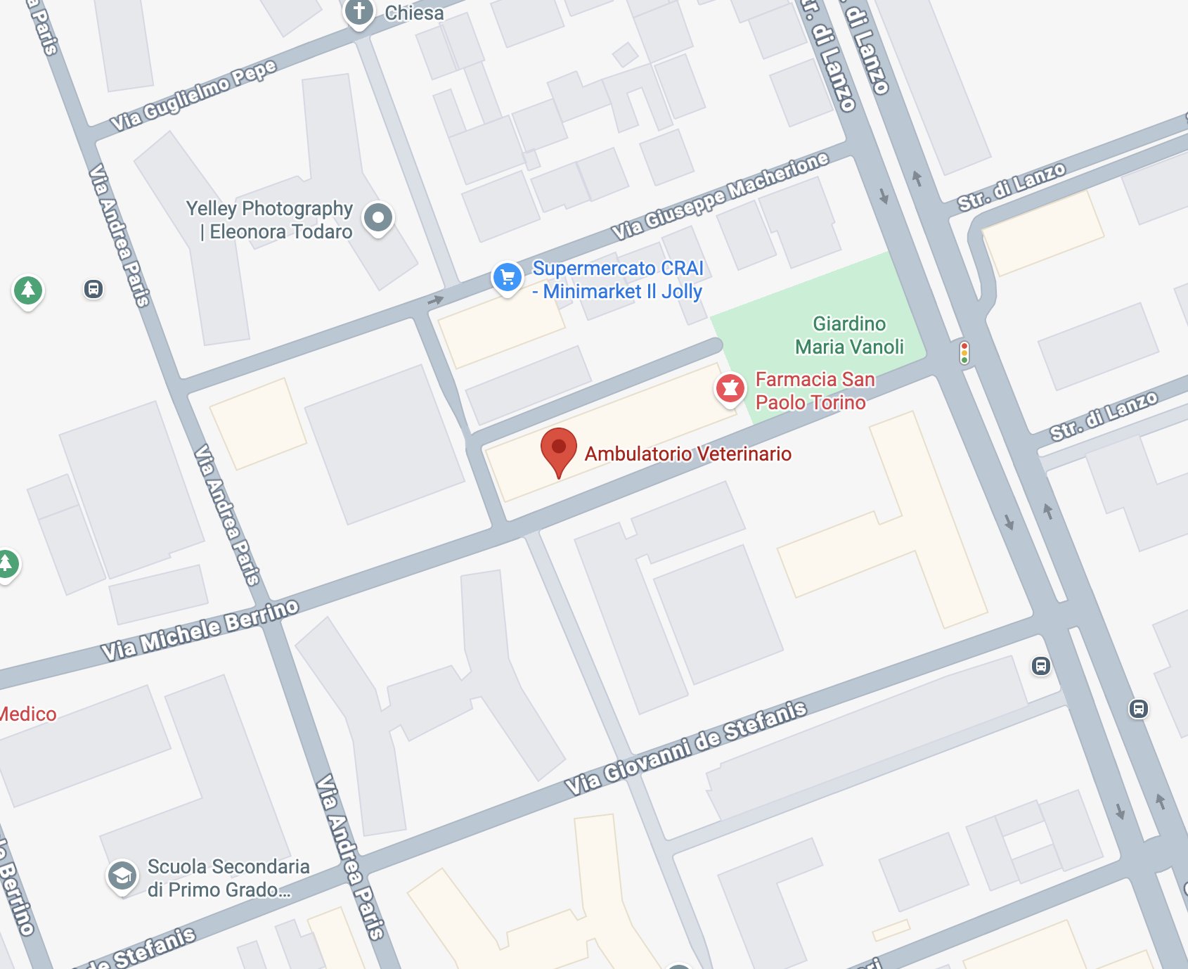 Mappa dell'Ambulatorio Veterinario Bertone & Oropallo in Via Michele Berrino 6/M, 10148 Torino